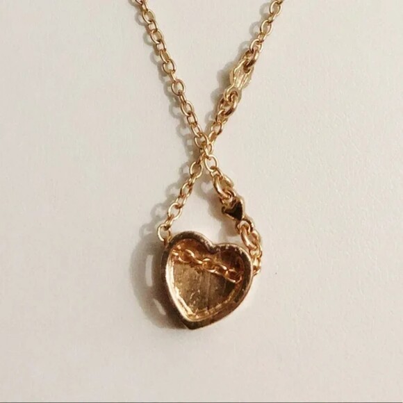 Druzy Heart Pendant Necklace Rose Gold Tone - Picture 5 of 9